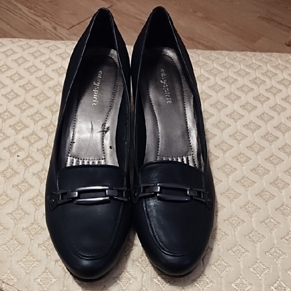 Easy Spirit Black Leather Pumps Size 10 - Picture 1 of 9